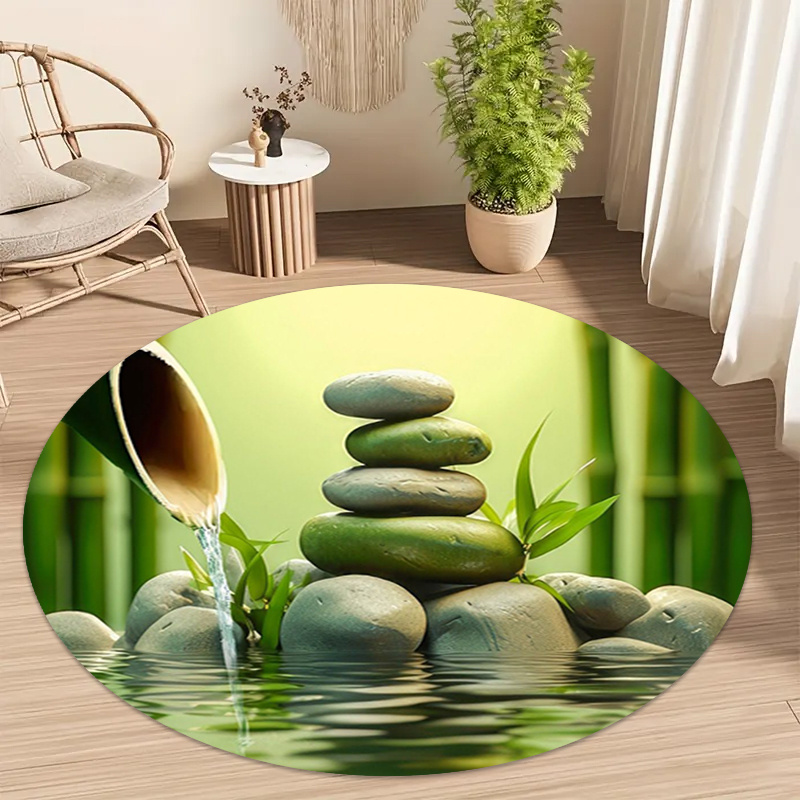 Wellness Spa With Hotel - Круглый коврик Zen Bamboo Stone Water